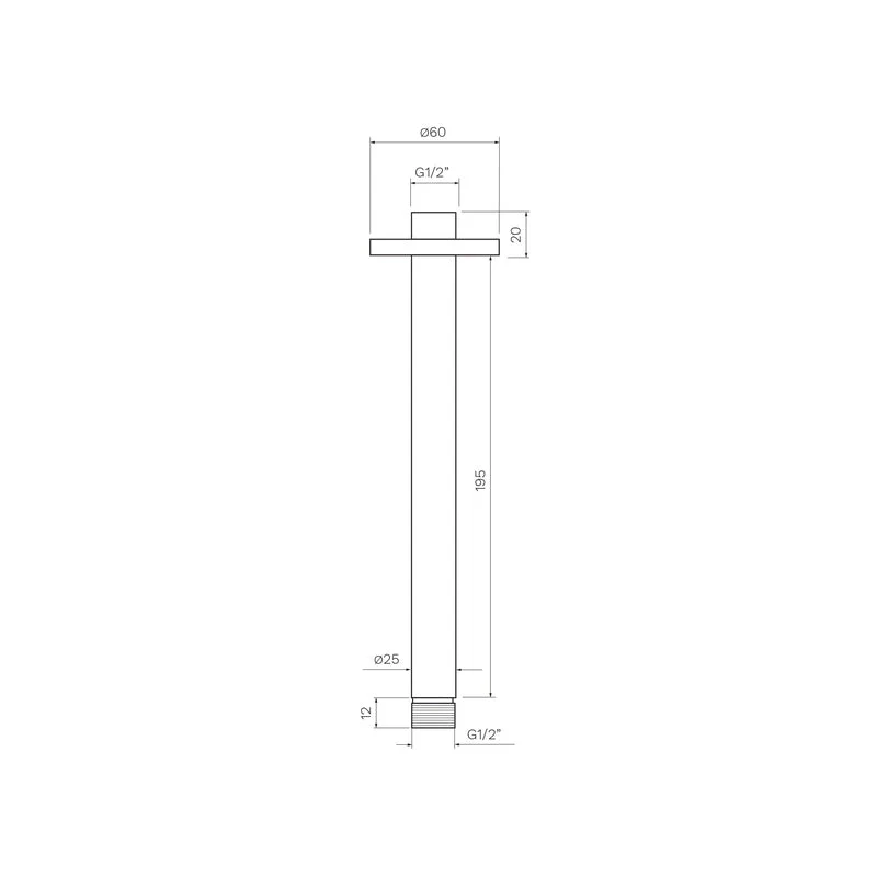 Parisi Tondo Ceiling Shower Arm 200mm - Matt Black - Image 2