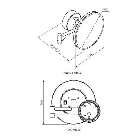 Parisi Tondo II Round Magnifying Mirror with Dual Light - Brushed Brass - Image 2