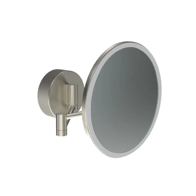 Parisi Tondo II Round Magnifying X5 Mirror with Dual Light - Brushed Nickel