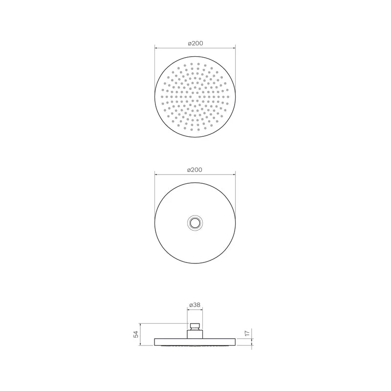 Parisi Tondo Round Shower Head 200mm ABS - Brushed Brass - Image 2