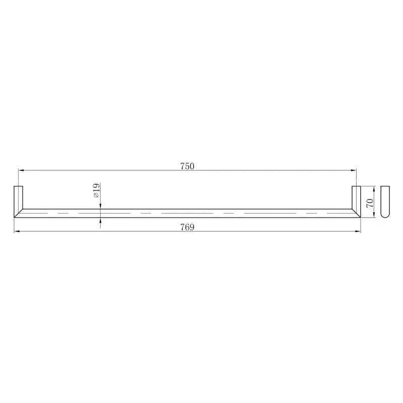 Parisi Tondo Single Towel Rail 770mm - Matt Black - Image 2