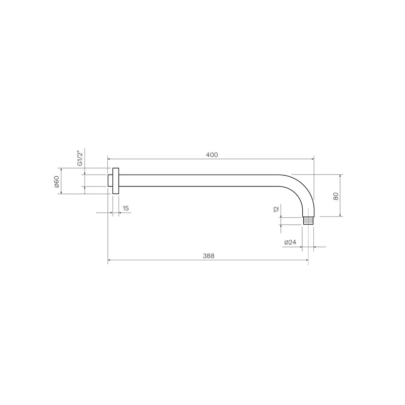 Parisi Tondo Wall Mount Shower Arm (Curved) - Matt Black - Image 2