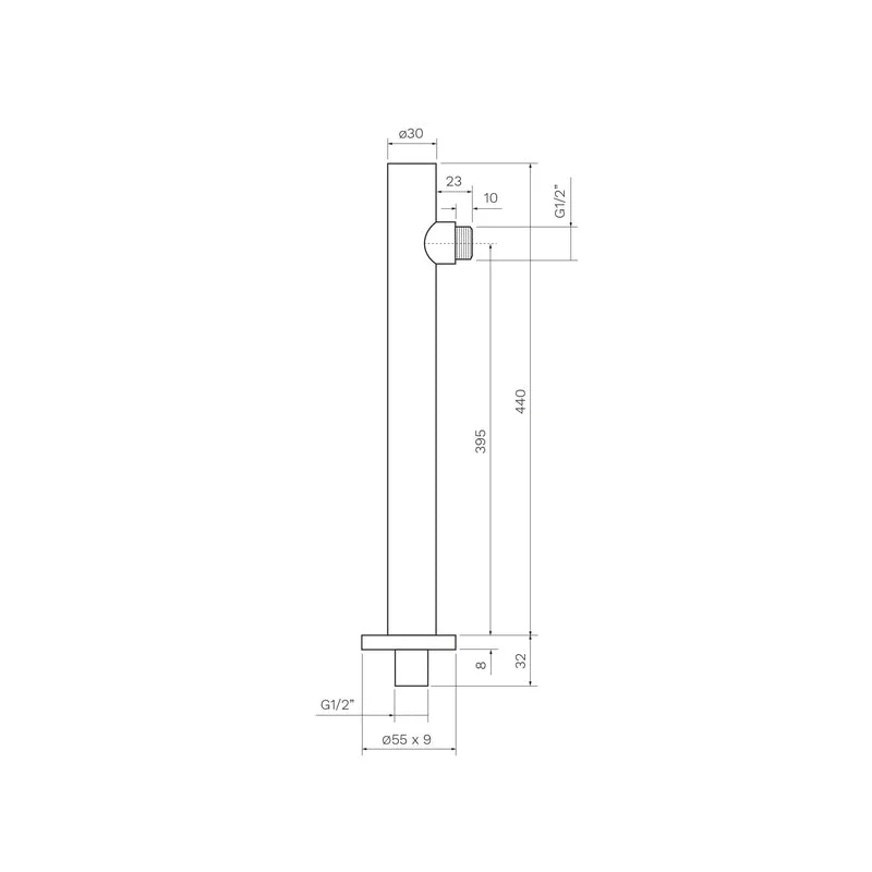 Parisi Tondo Wall Shower Arm 440mm - Brushed Brass - Image 2