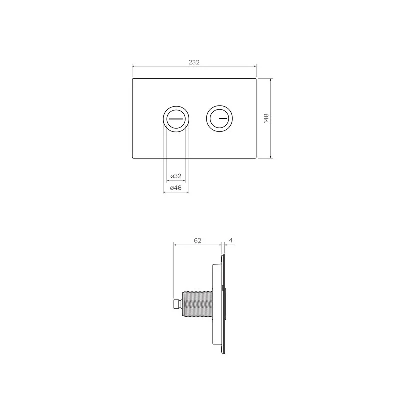 Parisi Twin Button Set for Low Level Cisterns - Brushed Chrome - Image 2