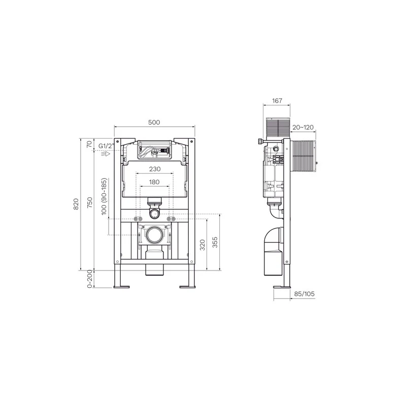 Parisi Undercounter Concealed Cistern with Metal Frame - Image 2