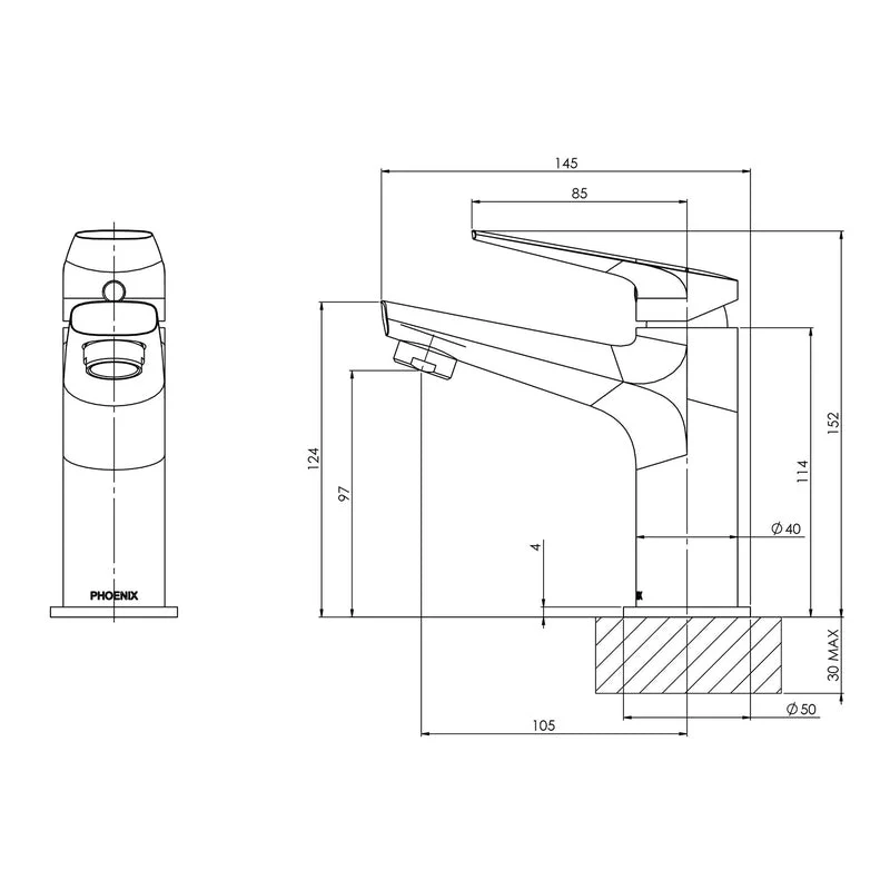 Phoenix Arlo Basin Mixer - Chrome - Image 2