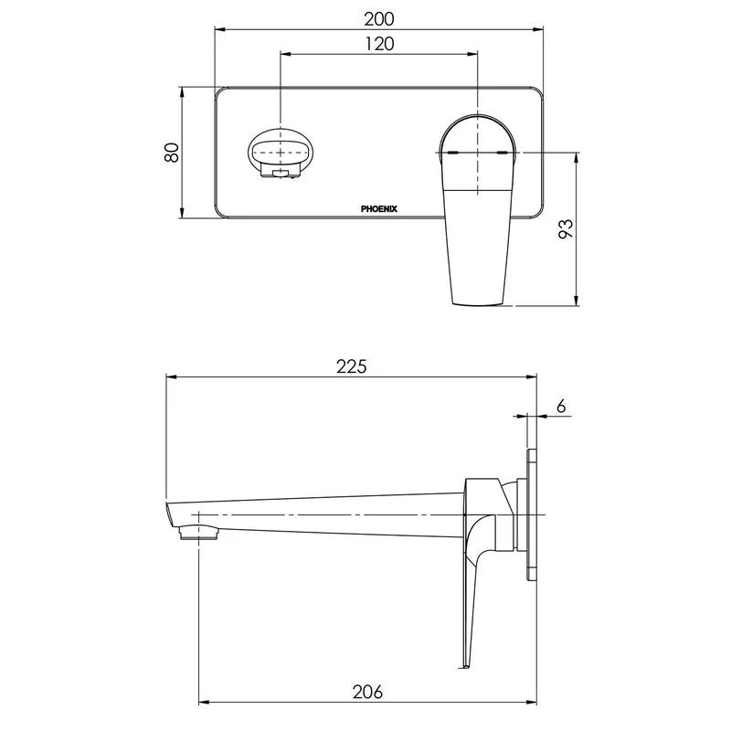 Phoenix Arlo Wall Basin / Bath Mixer Set 200mm Trim Kit Only - Chrome - Image 2