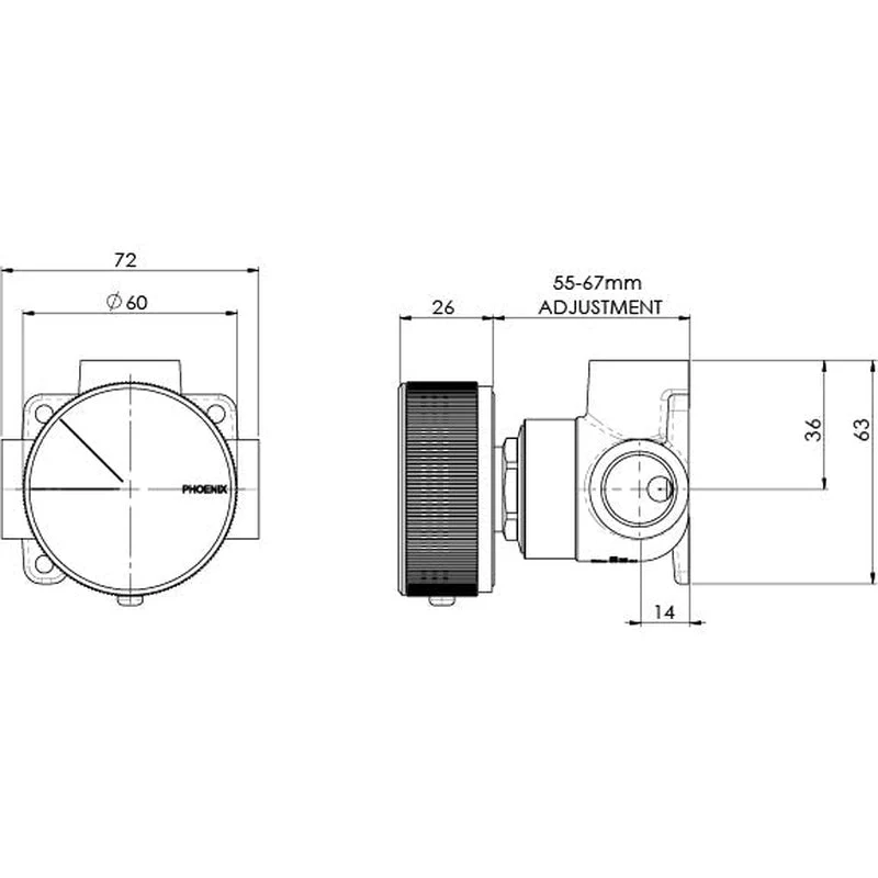 Phoenix Axia Shower / Wall Mixer - Chrome - Image 2