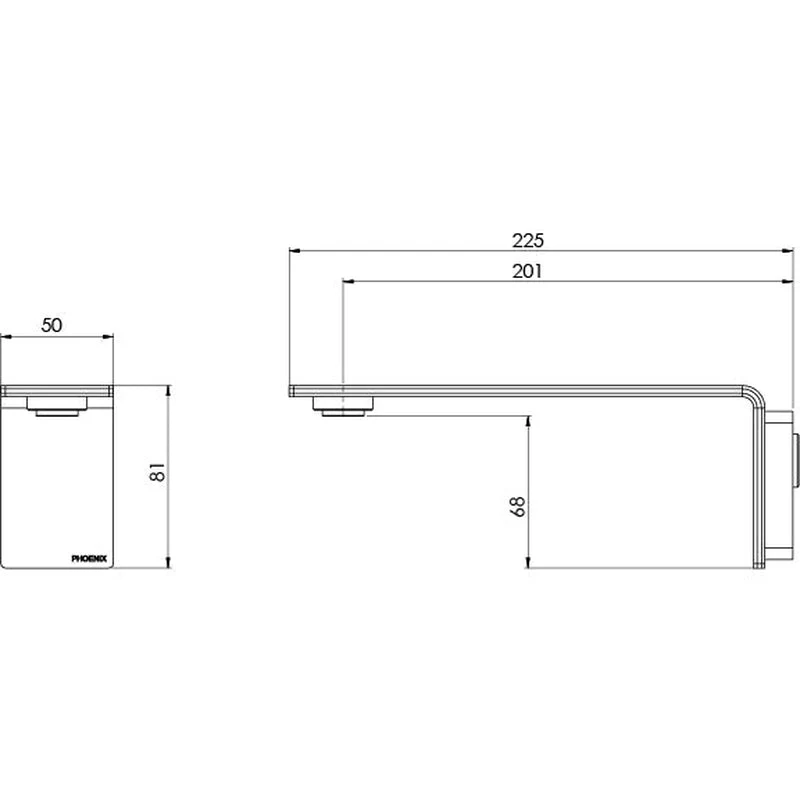 Phoenix Axia Wall Basin / Bath Outlet 200mm - Chrome - Image 2