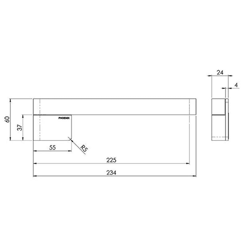 Phoenix Designer Swivel Bath Outlet 230mm Squareline - Chrome - Image 2