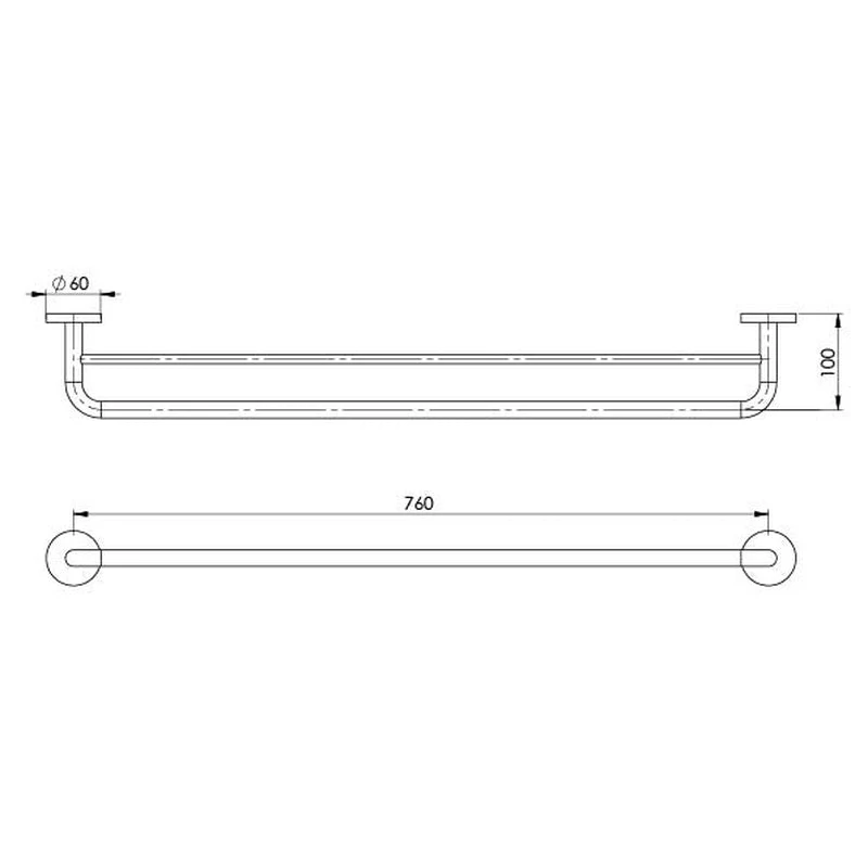Phoenix Festival Double Towel Rail 760mm - Chrome - Image 2