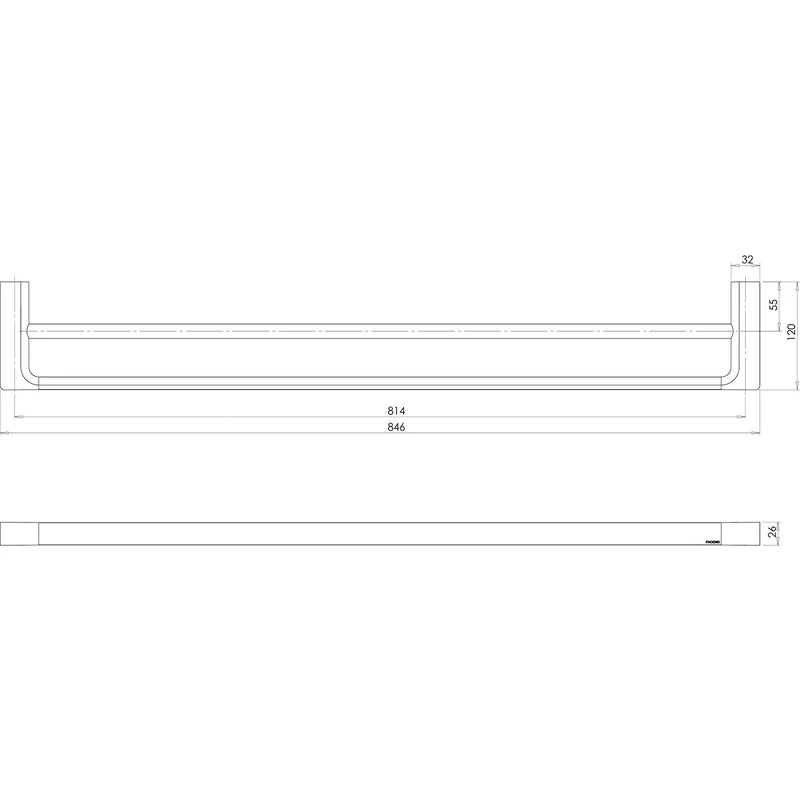 Phoenix Gloss Double Towel Rail 800mm - Black Matte - Image 2