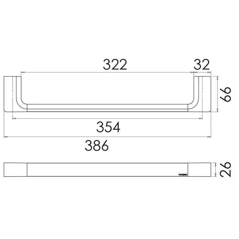 Phoenix Gloss Hand Towel Rail - Chrome - Image 2