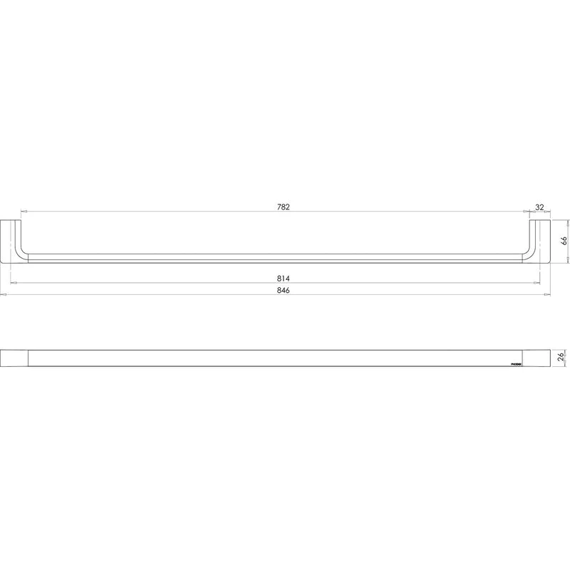 Phoenix Gloss Single Towel Rail 800mm - Brushed Nickel - Image 2