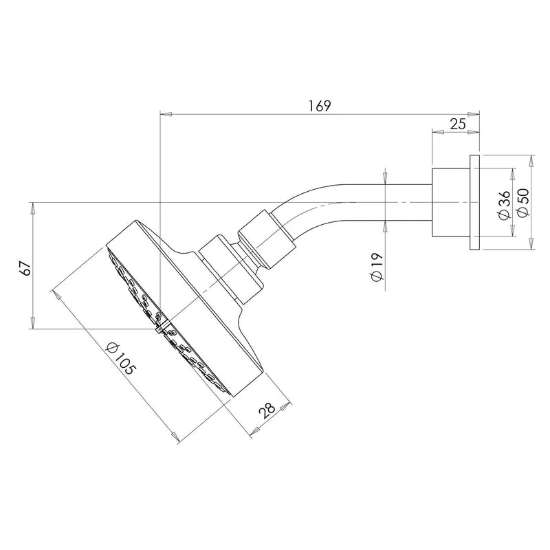 Phoenix Ivy 3 Function Wall Shower & Arm - Chrome - Image 2