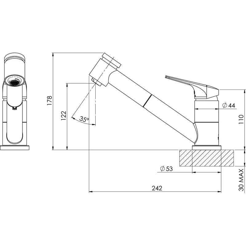 Phoenix Ivy MKII Pull Out Sink Mixer - Chrome - Image 2