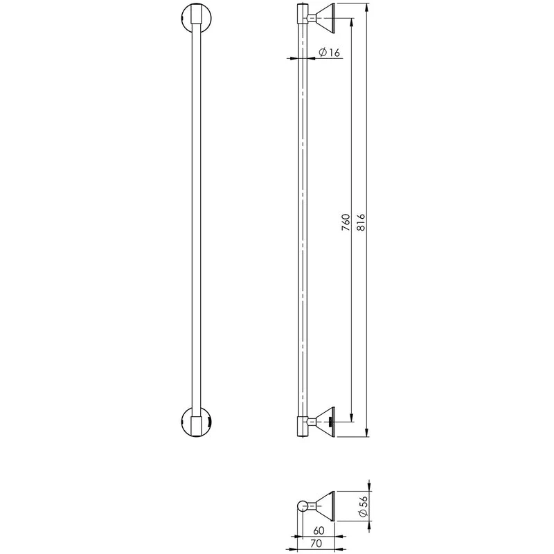 Phoenix Ivy Single Towel Rail 760mm - Chrome - Image 2