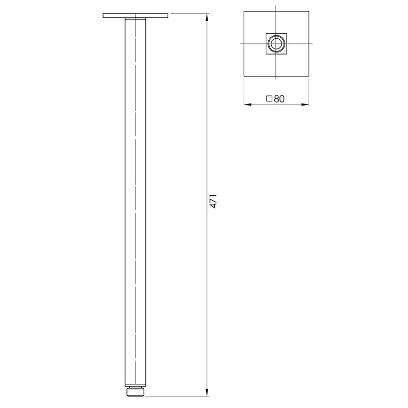 Phoenix Lexi Ceiling Arm 450mm - Black Matte - Image 2