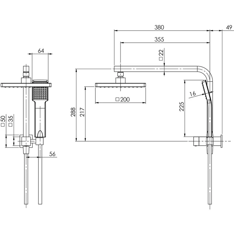 Phoenix Lexi Compact Twin Shower - Chrome - Image 2