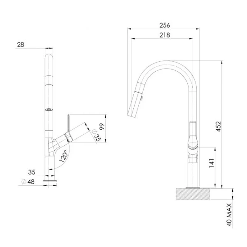 Phoenix Linq Pull Out Sink Mixer Stainless Steel - Image 2
