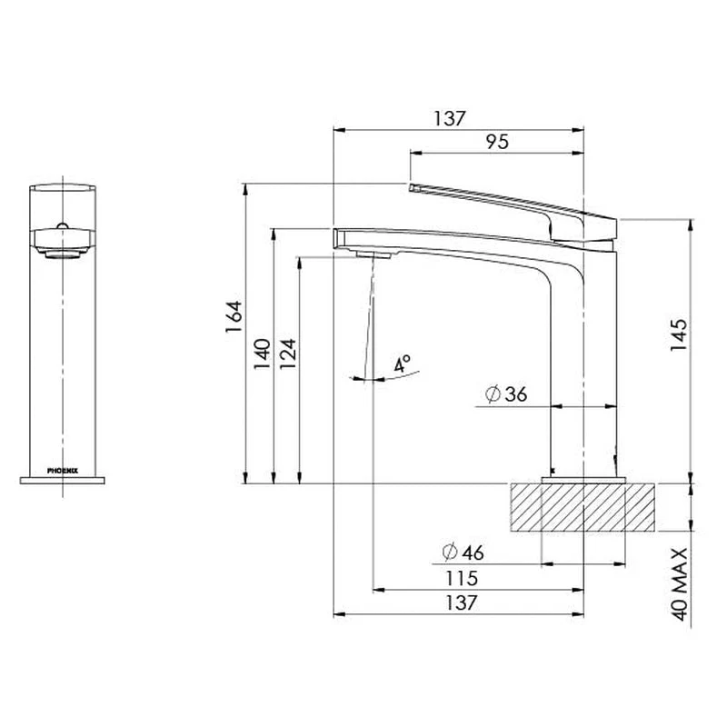 Phoenix Mekko Basin Mixer Tap - Brushed Nickel - Image 2