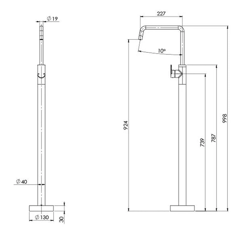 Phoenix Mekko Floor Mounted Bath Mixer - Brushed Nickel - Image 2