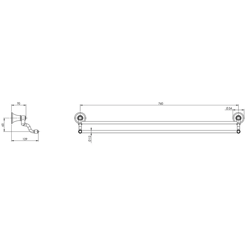 Phoenix Nostalgia Double Towel Rail 760mm - Brushed Nickel - Image 2