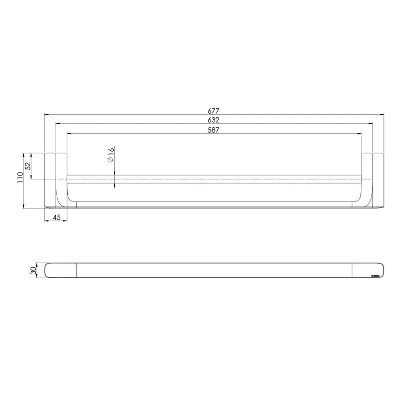 Phoenix Nuage Double Towel Rail 600mm - Chrome - Image 2