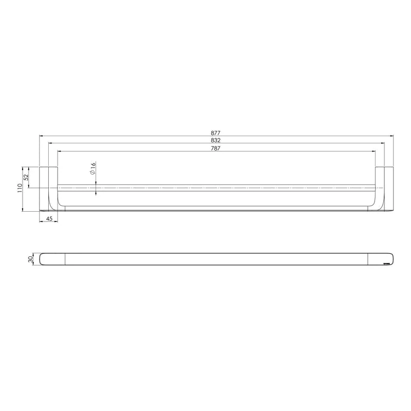 Phoenix Nuage Double Towel Rail 800mm - White Matte - Image 2