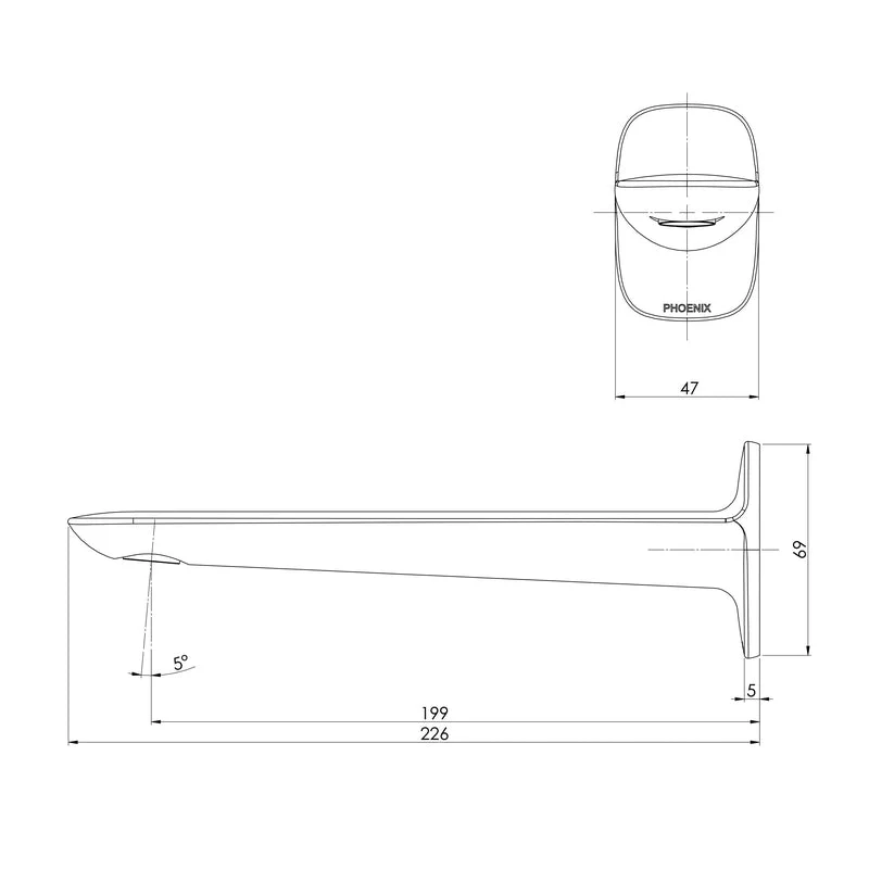 Phoenix Nuage Wall Basin/Bath Outlet 200mm - Brushed Nickel - Image 2
