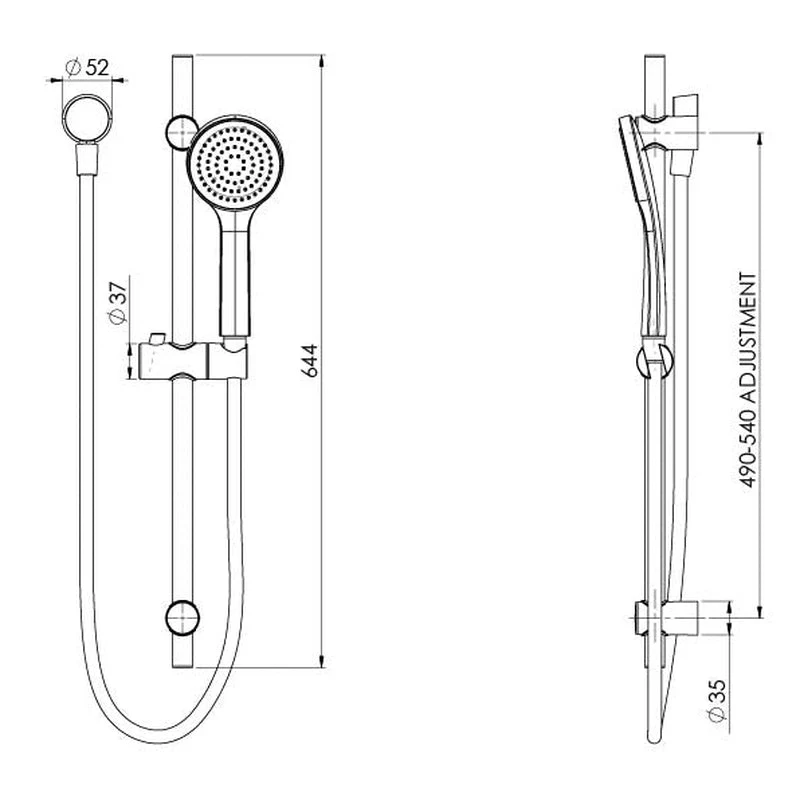 Phoenix Pina Rail Shower - Black Matte - Image 2
