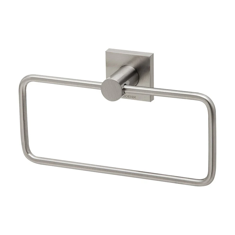 Phoenix Radii Hand Towel Holder Square Plate - Brushed Nickel