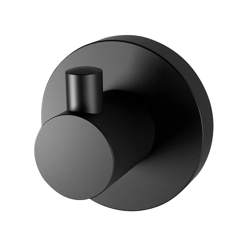 Phoenix Radii Robe Hook Round Plate - Black Matte