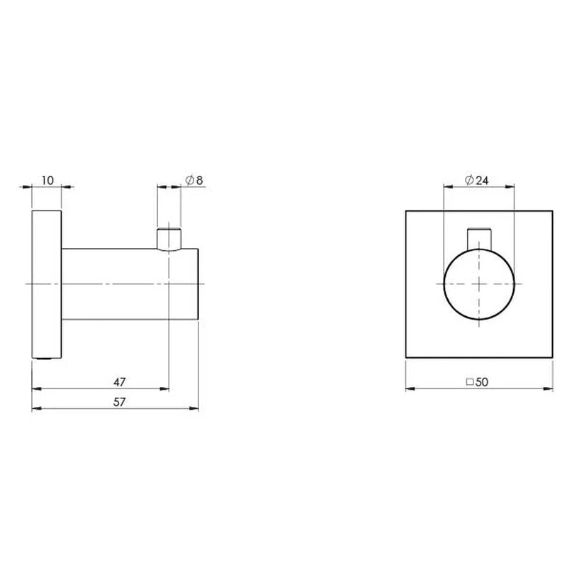 Phoenix Radii Robe Hook Square Plate - Black Matte - Image 2