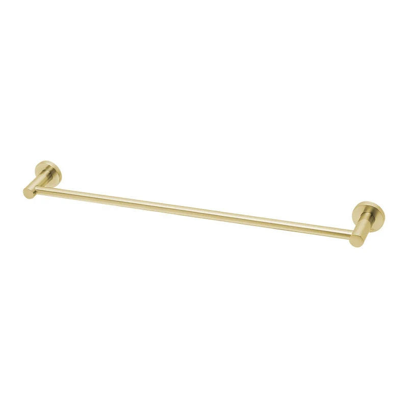 Phoenix Radii Single Towel Rail 600mm Round Plate - Brushed Gold