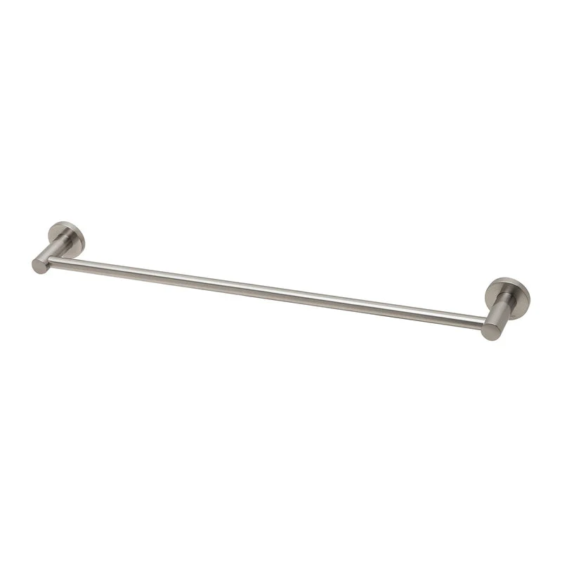 Phoenix Radii Single Towel Rail 600mm Round Plate - Brushed Nickel