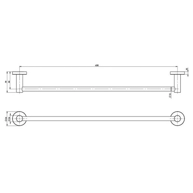 Phoenix Radii Single Towel Rail 600mm Round Plate - Black Matte - Image 2