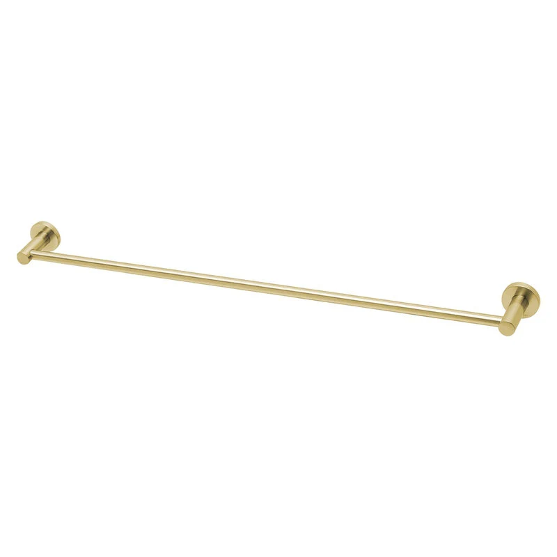 Phoenix Radii Single Towel Rail 800mm Round Plate - Brushed Gold
