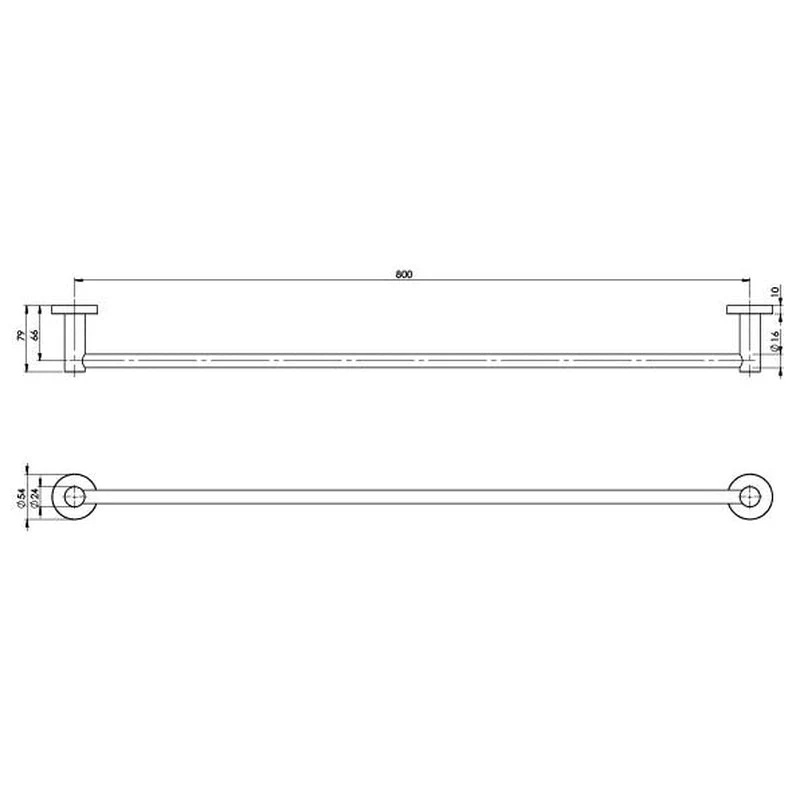 Phoenix Radii Single Towel Rail 800mm Round Plate - Brushed Gold - Image 2