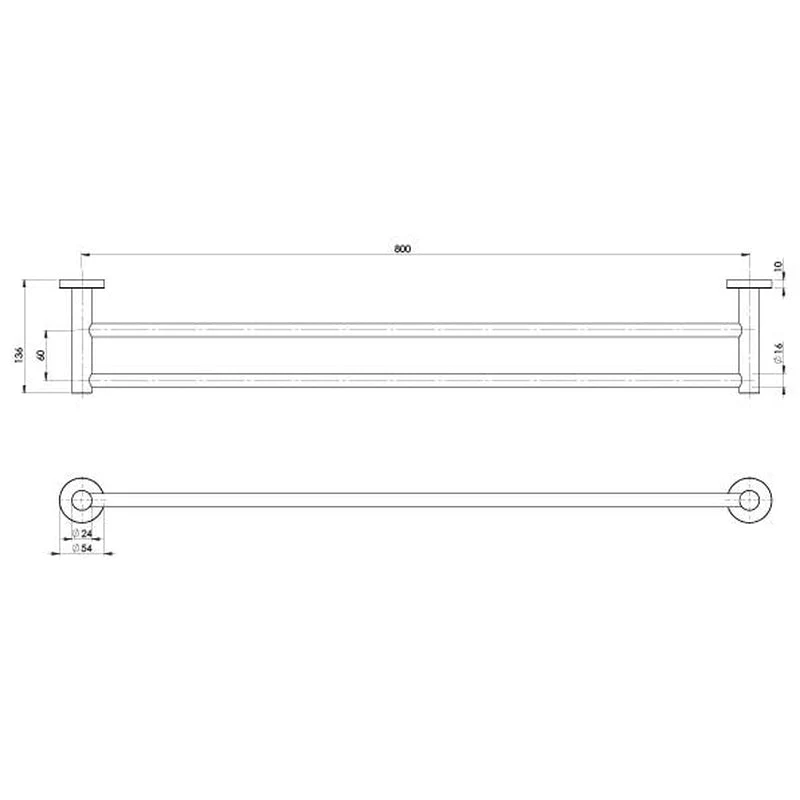 Phoenix Radii SS 316 Double Towel Rail 800mm Round Plate - Stainless Steel - Image 2