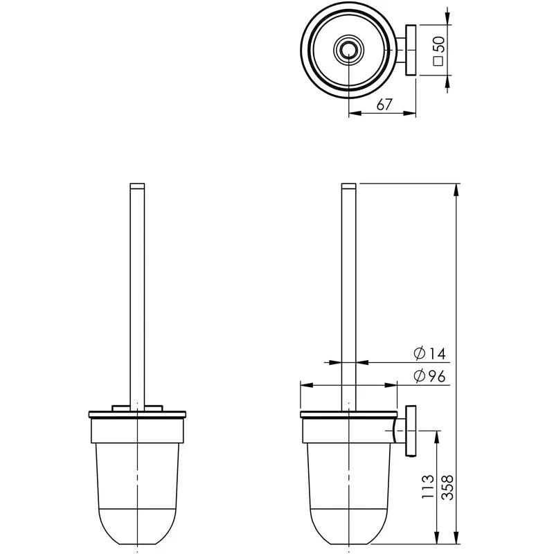 Phoenix Radii Toilet Brush & Holder Square - Chrome - Image 2