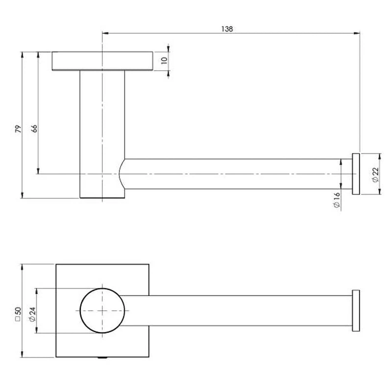 Phoenix Radii Toilet Roll Holder Square Plate - Chrome - Image 2