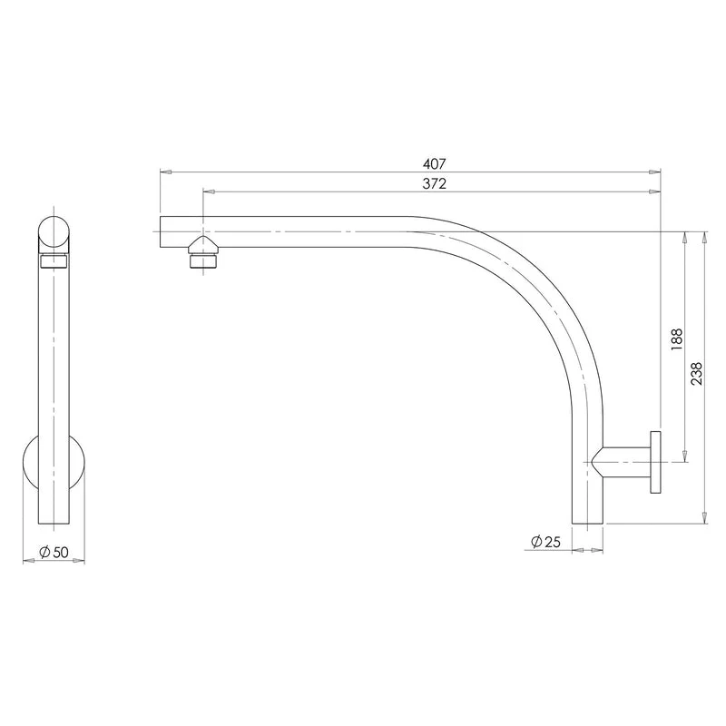 Phoenix Rush High-Rise Shower Arm - Brushed Gold - Image 2