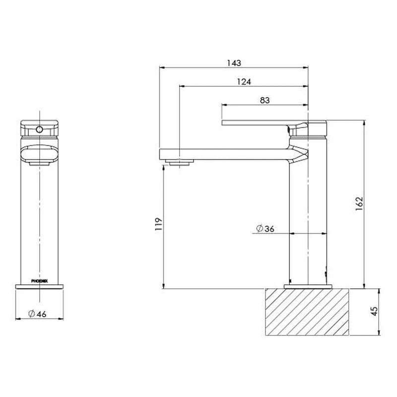 Phoenix Teel Basin Mixer - Chrome - Image 2