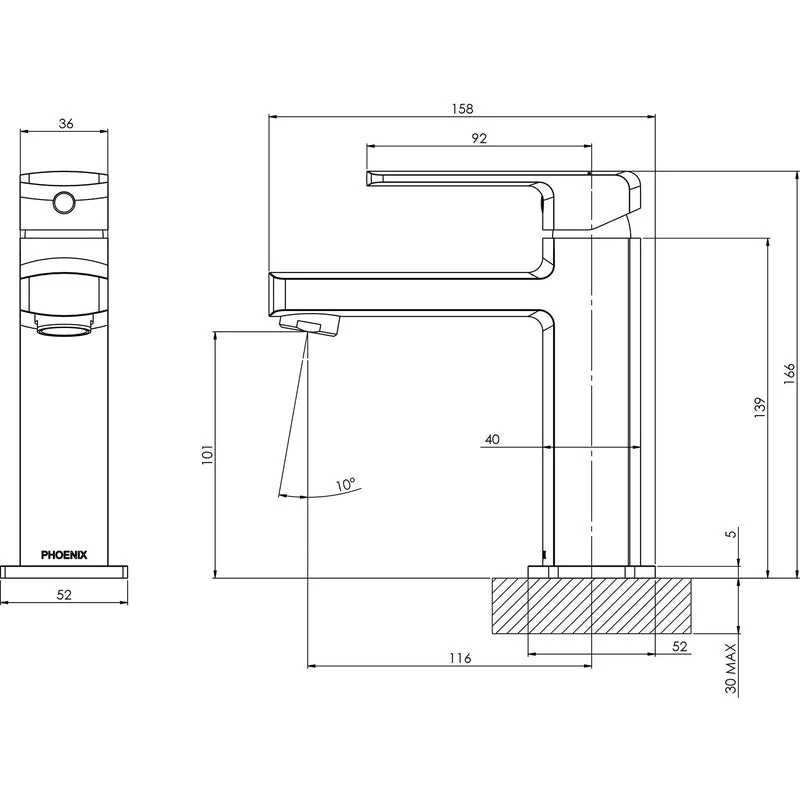 Phoenix Teva Basin Mixer - Black Matte - Image 2