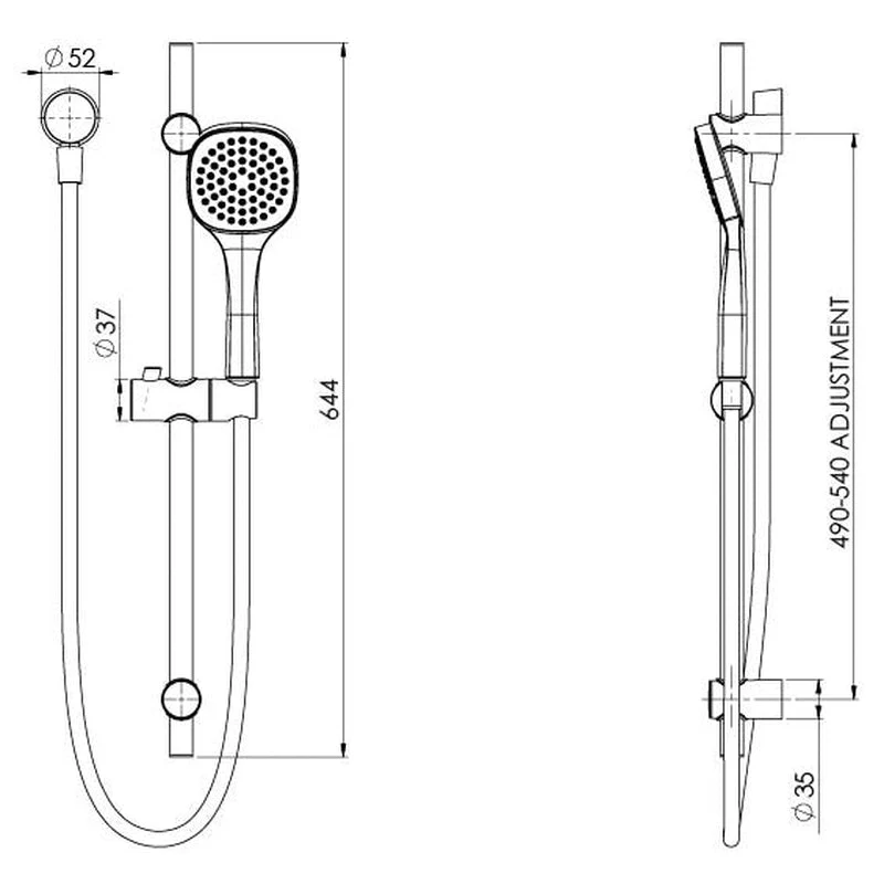 Phoenix Teva Rail Shower - Black Matte - Image 2