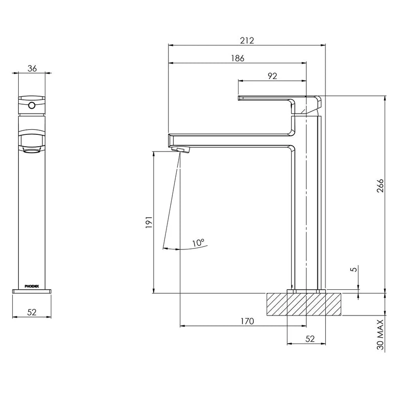 Phoenix Teva Vessel Mixer - Chrome - Image 2