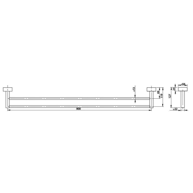 Phoenix Vivid Double Towel Rail 900mm - Chrome - Image 2