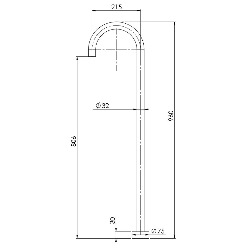 Phoenix Vivid Floor Mounted Bath Outlet 940mm - Brushed Nickel - Image 2