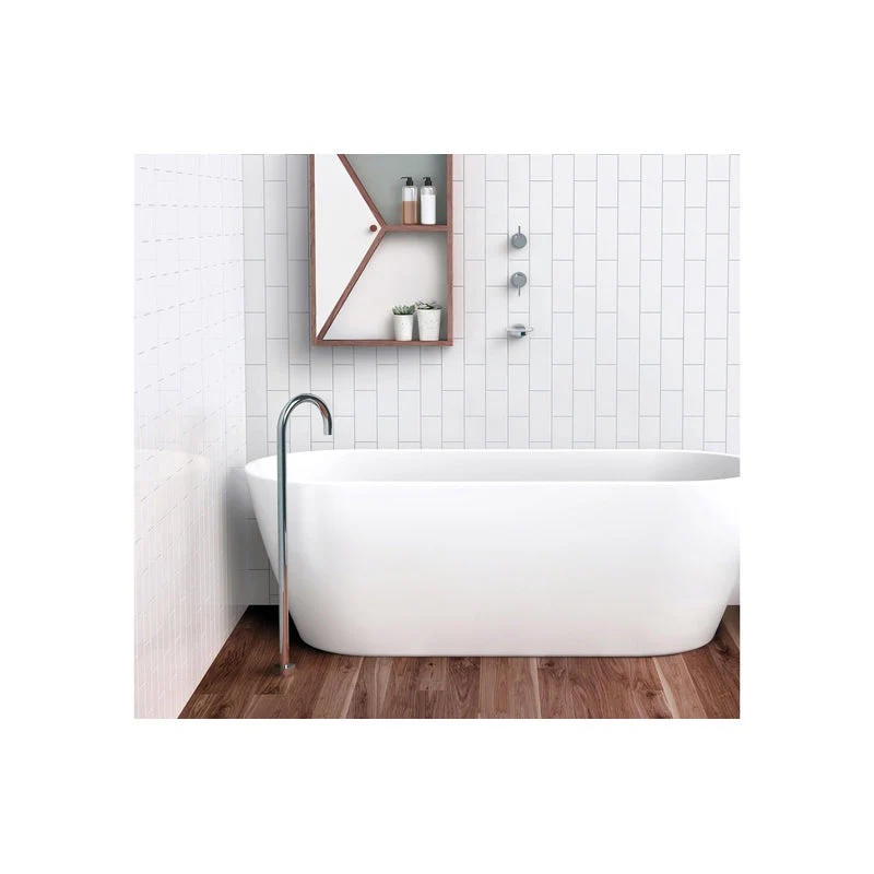 Phoenix Vivid Floor Mounted Bath Outlet 940mm - Brushed Nickel - Image 4